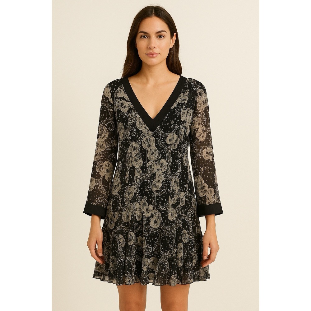 Bisou Bisou Dress XL Sheer Floral Paisley Boho Evening Party
